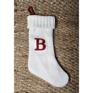 Target Wondershop Monogram Letter “B” 19" White Christmas Knit Stocking-NWOT